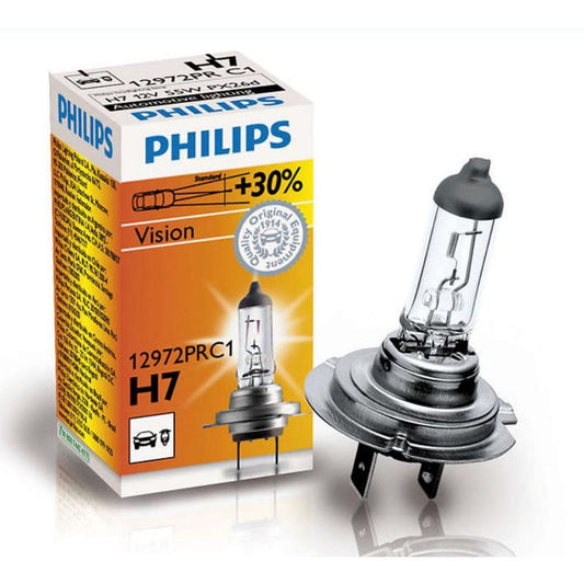 Bec H7 Philips Vision, plus 30% lumina, cutie 1 buc.