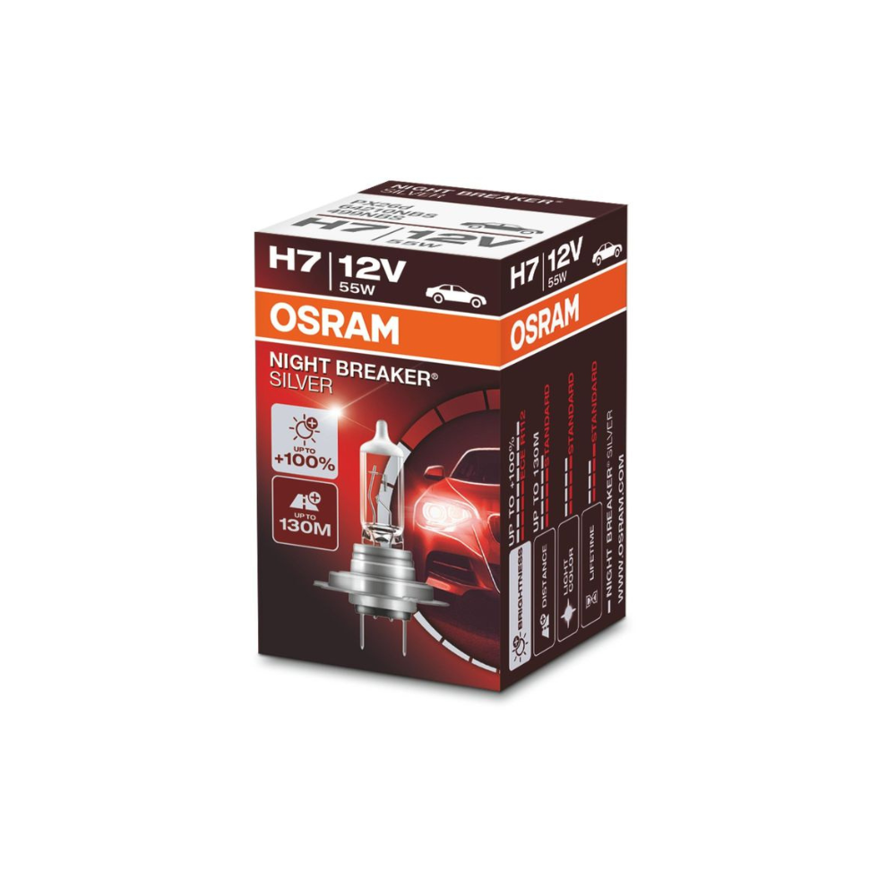 Bec H7 Osram Night Breaker Silver +100, % lumina, cutie 1 buc.