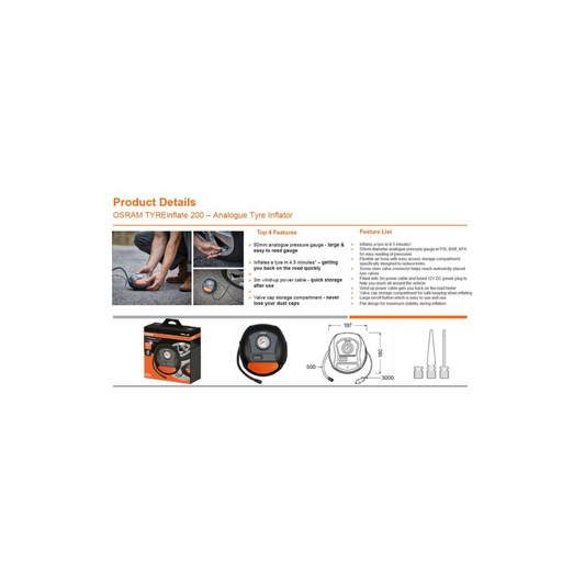 Compresor auto Osram TYRE inflate 200