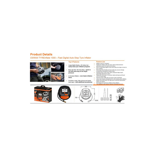 Compresor auto Osram TYRE inflate 1000