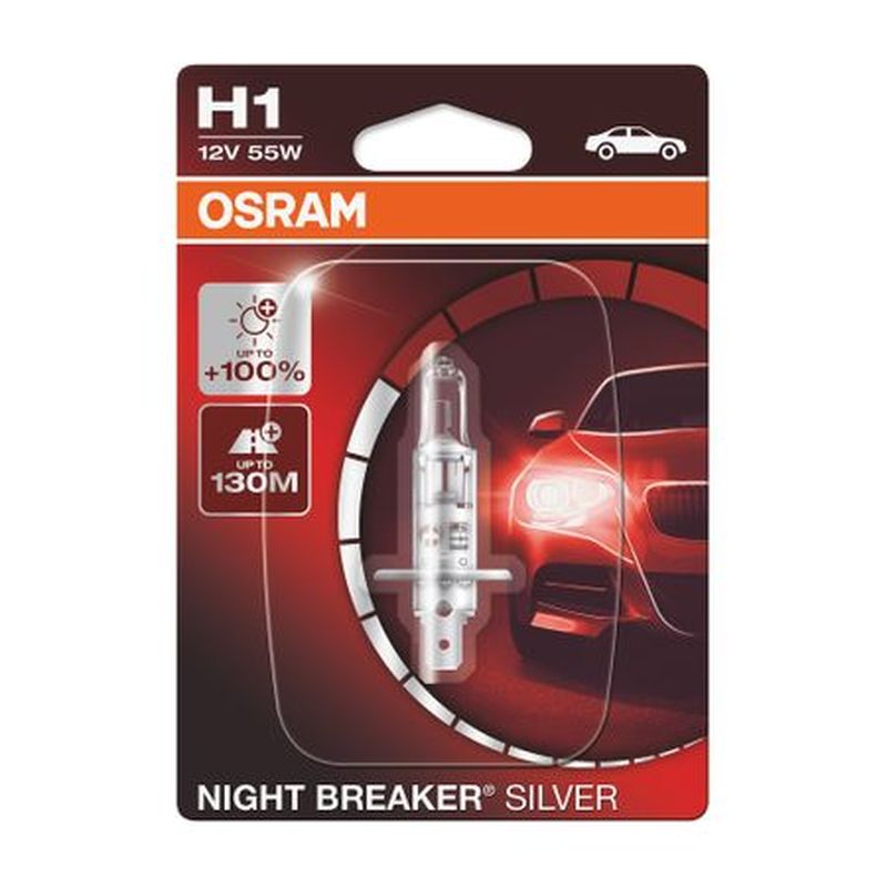 Bec Osram H1, 12V/55W, Night Breaker Silver +100% lumina