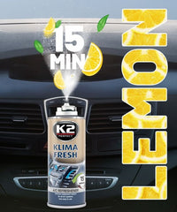 Spray pentru curatat si dezinfectat sistemul de aer conditionat, K2 KLIMA FRESH, 150ml, Lamaie